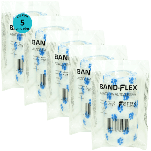 Atadura 10cm Branca Com Patinhas Band-Flex Autoadesiva Para Animais Farex Kit Com 5 Atadura 10cm Branca Com Patinhas Band-Flex Autoadesiva Para Animais Farex Kit Com 5